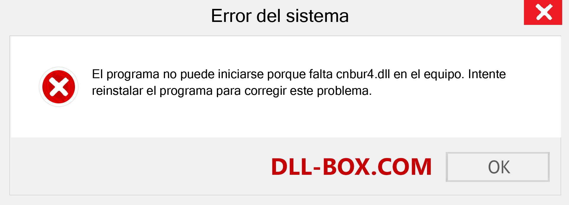 ¿Falta el archivo cnbur4.dll ?. Descargar para Windows 7, 8, 10 - Corregir cnbur4 dll Missing Error en Windows, fotos, imágenes